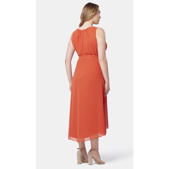 NWT Tahari ASL Chiffon Hi-Lo Halter Dress - Orange - Picture 13 of 14